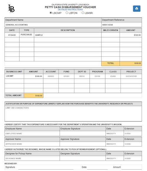 sample form