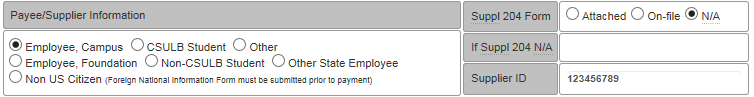 payee/supplier information