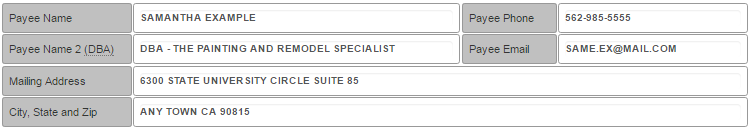 payee information