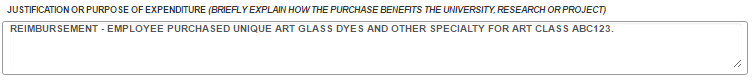 justication of expenditure