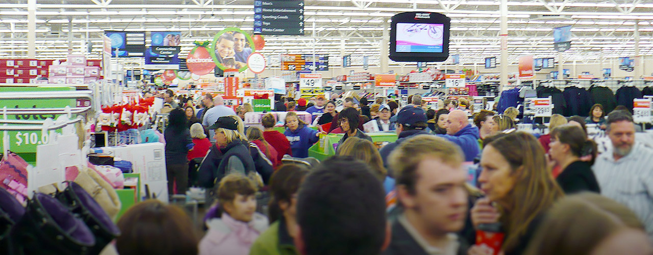 Shoppers in a large store.