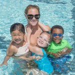 Counselor and her kids in the pool