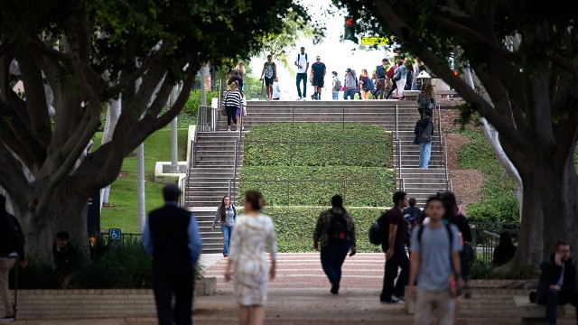 Photo of the stairs leading from Friendship Walk on campus.