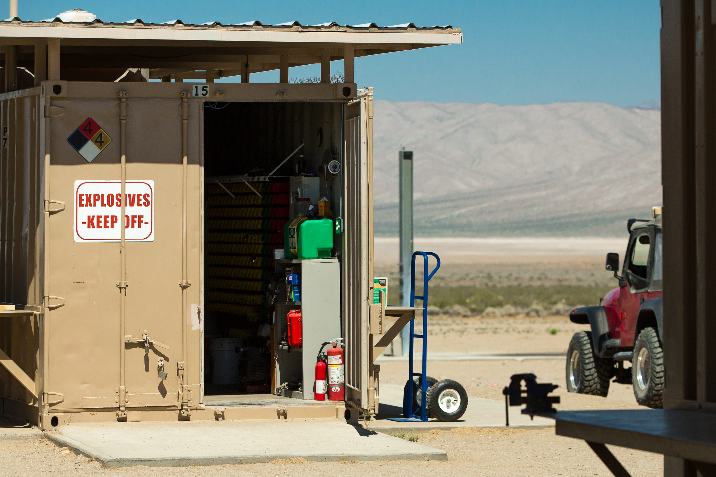Equipment shed in Mojave Desert