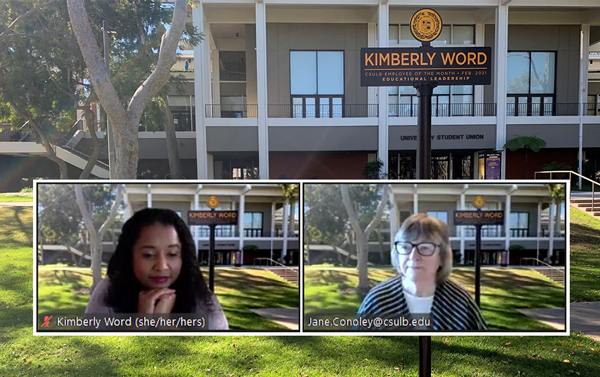 virtual presentation for EOM Kimberly Word with President Conoley on Friendship Walk