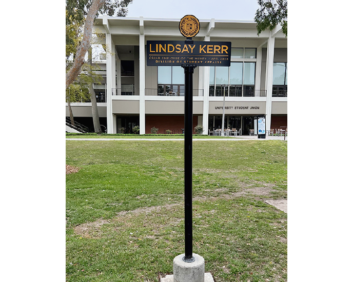 Lindsay Kerr Street sign on Friendship Walk